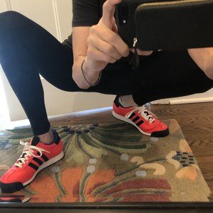 SHINY Neon Orange ADIDAS Samoas Sneakers -Wms Sz 9- Patent Leather Trainers!